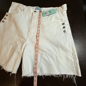 Revice Denim Mason Jort Optical White High Waisted Raw‎ Hem Shorts Size 32 (16) thumbnail 7