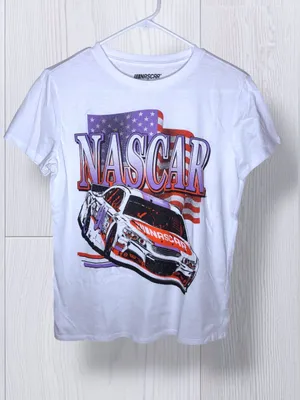 NASCAR Vintage-Vibe Graphic T-Shirt | White Short Sleeve Stock Car Tee thumbnail 3