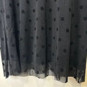 Vintage 90’s Y2K Goth Black Polka Dot Mesh Top With Sheer Ruched Long Sleeves S thumbnail 4