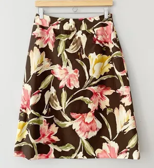 Vintage Talbots Silk Floral Knee Length Skirt Size 10 With Lining Spring thumbnail 1
