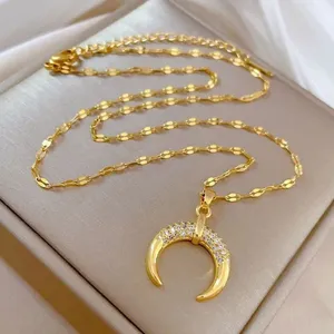 Boutique NEW Crescent Moon Pendant Necklace | 14k Gold Over‎ Sterling thumbnail 1