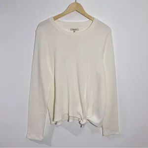 New Madewell Ribbed‎ Long Sleeve Knot-Front Top Ivory XXL Minimalist Casual thumbnail 2
