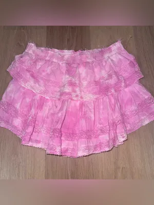 LoveShackFancy $225 Pink Ruffle Skirt Hand Dye - Size Large thumbnail 2