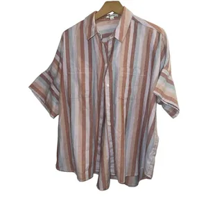✨Madewell Flannel Courier Sz XL Shirt in Sunrise Stripe✨ thumbnail 5