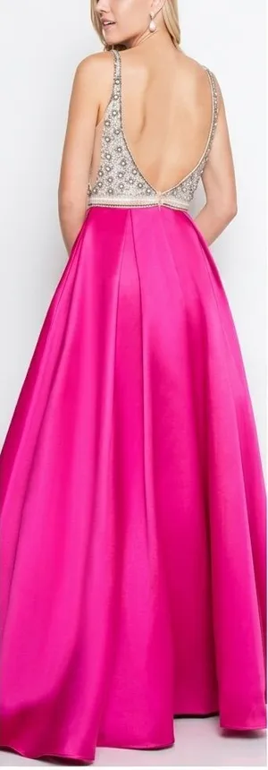 TERANI COUTURE Magenta Embellished Fit and Flare Prom Dress thumbnail 1