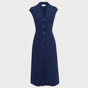 RIHOAS The Navy V Neck Button Cap Sleeve Midi Dress XS 22 thumbnail 5