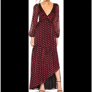 Lovers and Friends Augustus Long Sleeve Gown Red Black Polka Dot‎ Print Sz S thumbnail 2