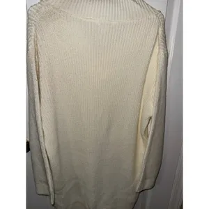 Topshop Womens Cream White Oversized V-Neck Chunky Ribbed Knit Sweater‎ Tunic S thumbnail 5