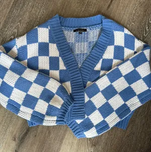Blue Blush Checkered Sweater thumbnail 1