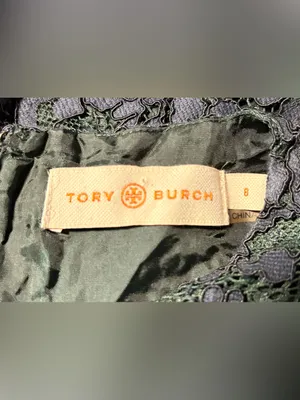 Tory Burch Bittersweet Navy Floral Lace Fit Flare Cocktail Dress 8 Dark Romance thumbnail 10