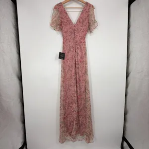 Lulus Floral Flutter Sleeve Maxi Dress XS Dreamiest Desires Garden Party Pink thumbnail 7