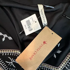 NWT‎ Paper Crane size medium mini skirt black with bronze white embellisments thumbnail 5