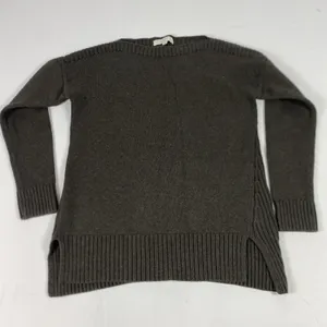LOFT Sweater Tunic Womens‎ Medium Brown Ribbed Back Side Slit Long Sleeve Knit thumbnail 1
