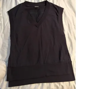Athleta Coaster Luxe V-Neck Sweatshirt Vest Black‎ Sleeveless Pullover Small thumbnail 2