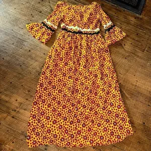 Roberta Lynn California vintage S bell sleeve floral maxi dress thumbnail 4