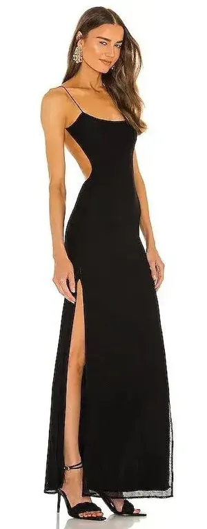 NWT Michael Costello X Revolve Nolan Maxi Dress Black Small thumbnail 1