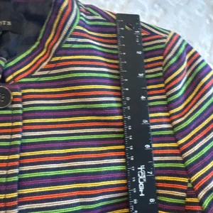 Talbot's Multicolor striped Long Sleeve Button Front Mandarin Collar Blazer 12 thumbnail 6