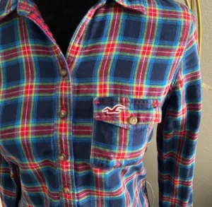 Hollister Womens Long Sleeve Button Down Plaid Shirt Size Small thumbnail 2