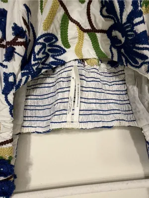 Anthropologie Puff-Sleeve Babydoll Mini Dress Embroidered Floral Medium thumbnail 7