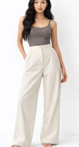 And Now This Corduroy Ivory Wide Leg Pants Sz 14 Minimalist Boho Scandi Academia thumbnail 1