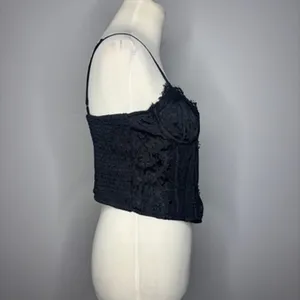 Miss Selfridge - Black Corset Like Top with Lace Details thumbnail 4