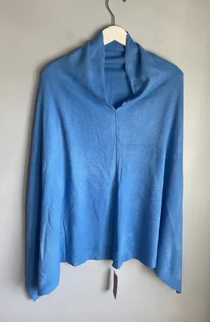 Grace‎ Periwinkle Blue Classic Poncho Topper Multi-Way Knit Wrap One Size NWT thumbnail 1