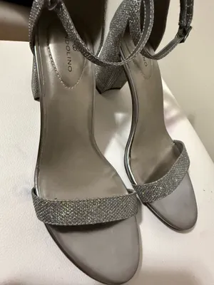 Silver Glitter Ankle-Strap Sandals for Women thumbnail 4