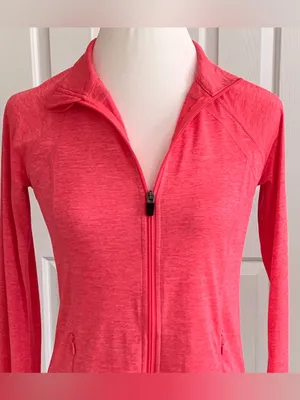 Ideology Coral Pink Mock Neck Front Zipper Pockets Athletic Jacket Top Size XS thumbnail 4