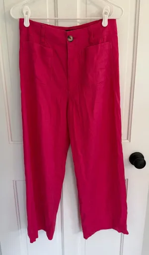 NWT Anthropologie Maeve Colette Pink Wide Leg Crop Pants Size 28 thumbnail 1