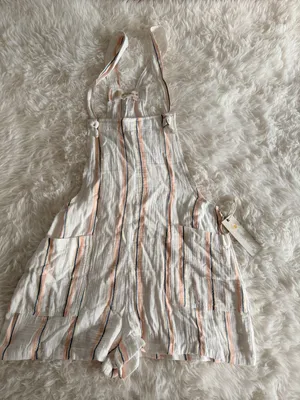 Ocean Drive Striped Gauze Overall Shorts Size M thumbnail 2
