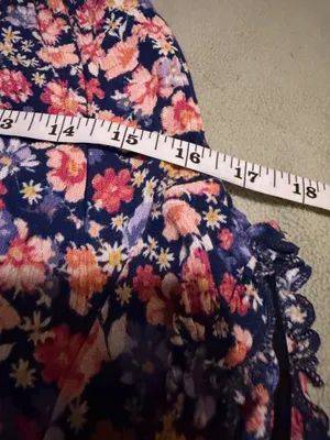 Madden Girl Navy Floral Smocked Waist Mini Dress Size Small thumbnail 6