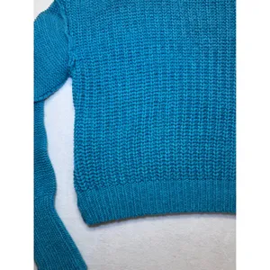 Free People Blue Cable Knit Cropped Sweater Size S‎ thumbnail 4