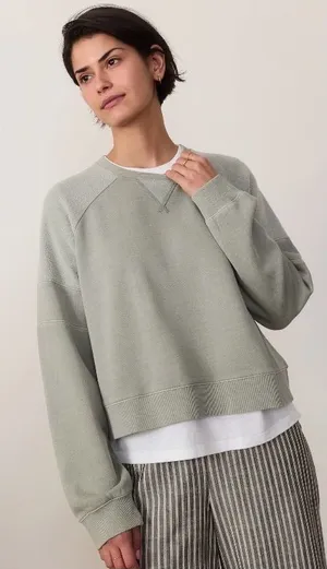 Marine Layer Cloud 9 Cropped Pullover Sweatshirt Women's Medium Shadow Green thumbnail 1