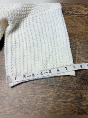 POL Chunky Knit Open Front Cardigan Sweater Womens Large Ivory Cream 3/4 Sleeves thumbnail 10