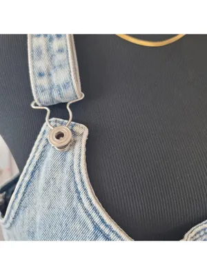 Acid Wash Denim Pinafore Overall Dress Sz M Grunge Minimal thumbnail 5