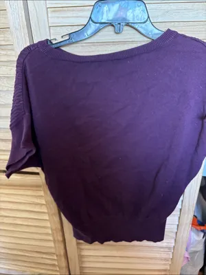FINAL MARKDOWN Preston & York Plum Cable-Knit Short Sleeve Scoop Sweater Small thumbnail 5