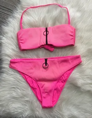 Calzedonia Cobey Hot Pink Ribbed Bikini Set Swimsuit thumbnail 1