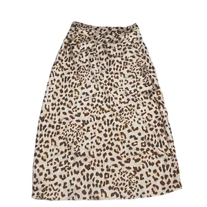 Free People Women's Leopard Print Satin Slip Skirt Size 6 Brown Midi thumbnail 7
