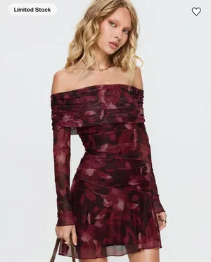 Princess Polly Off Shoulder Long Sleeve Mini Dress thumbnail 2