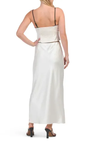 2pc Satin Cropped Camisole And Maxi Skirt Set size M thumbnail 2