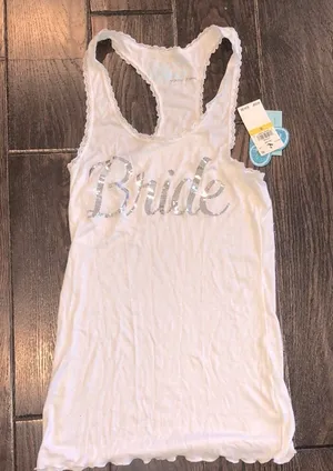 Betsey Johnson Bride white sequin tank top new with tags size medium thumbnail 1