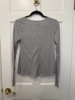Free People Intimately Rock The Boat Gray‎ Ribbed Long Sleeve Top Size Small thumbnail 4