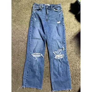 Abercrombie&Fitch The Ankle Straight Ultra High Rise Distressed Jeans Blue 27/4R thumbnail 2