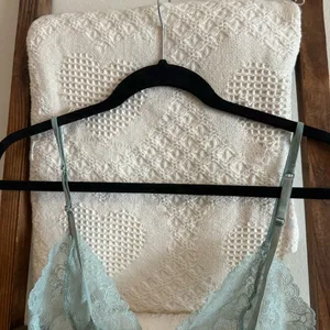 NWOT Victoria’s Secret Sage Green Lace & Mesh Open Front Slip Dress thumbnail 5