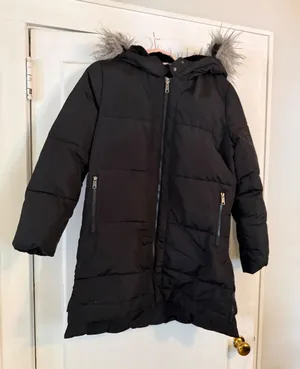 Be Boundless‎ Womens Black Faux Fur Trim Hooded Puffer Parka Jacket Size Large thumbnail 1