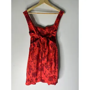 Free people meet me in Maui printed mini dress heat red wave floral size small thumbnail 2