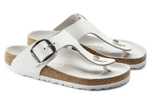Birkenstock Gizeh Big Buckle White Leather Sandals Women’s 8 EU 39 Regular NIB thumbnail 1