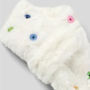 Halara Women White Faux Fur Decorative Button Scarf Winter Warm Snuggly One Size thumbnail 4