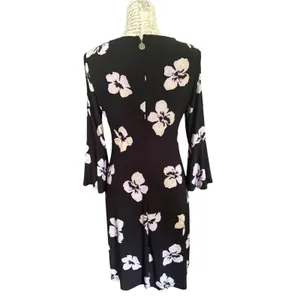 Tommy Hilfiger Black Floral Bell Sleeve Shift Dress Size 2 thumbnail 2