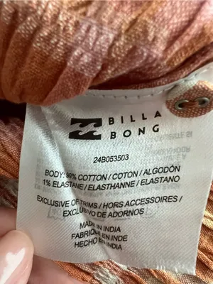 Billabong Peach & Pink plaid Long Sleeve Top M NWT fall wear thumbnail 5
